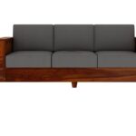 Solid Wood 3 Seater Sofa Set With 2 Drawers (Teak Finish)