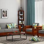 Wooden 5 Seater Sofa Set for Living Room (Teak Finish, 5 Seater Sofa Set)