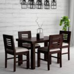Wooden Dining Set 4 Seater | Dining Table Set with 4 Chairs (Warm Chestnut Finish)