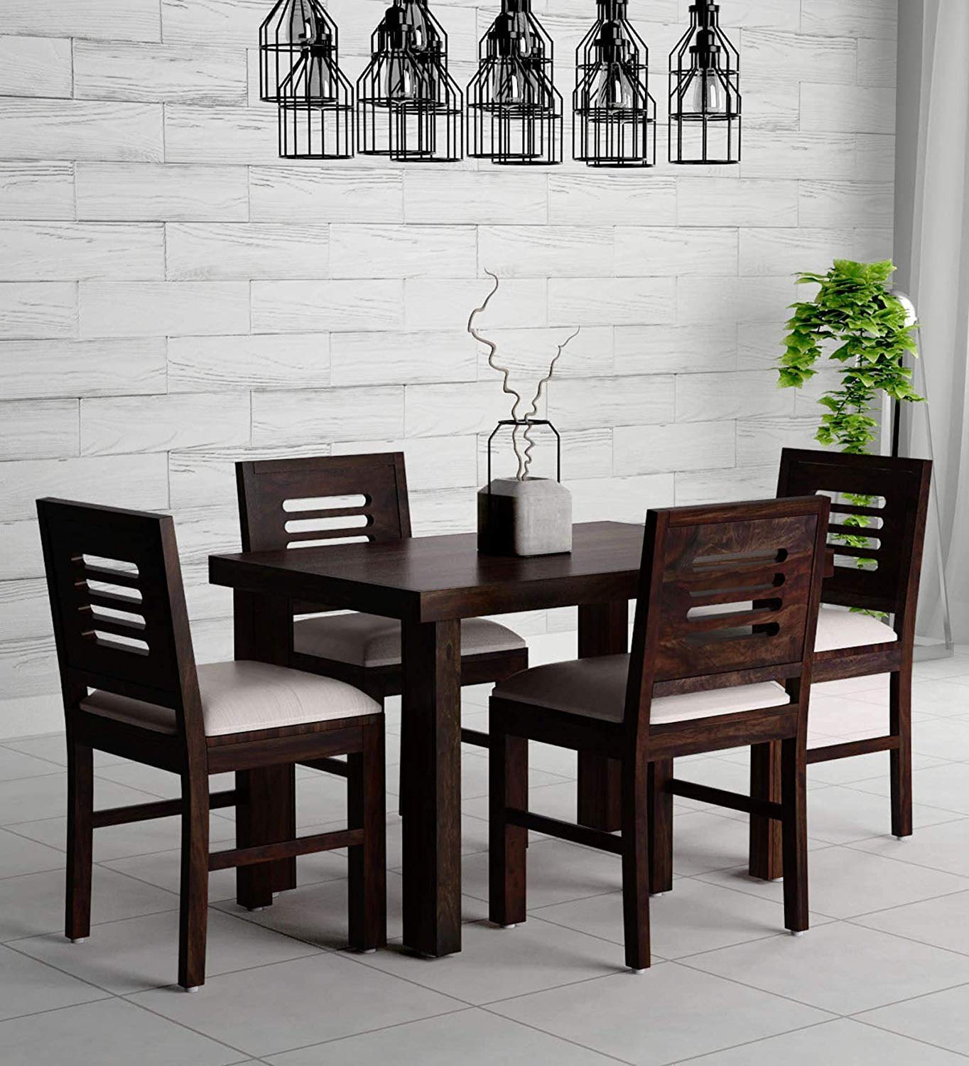 Dining table set 4 deals seater solid wood