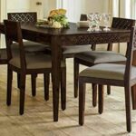 Solid Sheesham Wood Dining Table 6 Seater | Table with 6 Chairs Set (Walnut Finish)