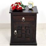 Solid Sheesham Wood Bed Side Table with 1 Drawers for Bedroom Living Room