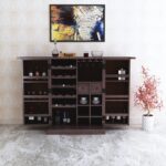 Solid Wood Bar Cabinet for Home Wine Storage Rack with Drawer