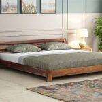 Solid Sheesham Wood Double Bed Teak Finish