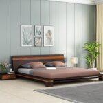 Solid Sheesham Wood Queen Size Bed Walnut
