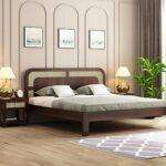 Wooden King Size Cot Without Storage - Solid Wood King Bed - 12 Month Warranty - Stylish Bedroom Furniture (King, Emalyna, Walnut Finish)