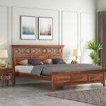 Solid Wood Queen Size Bed Without Storage
