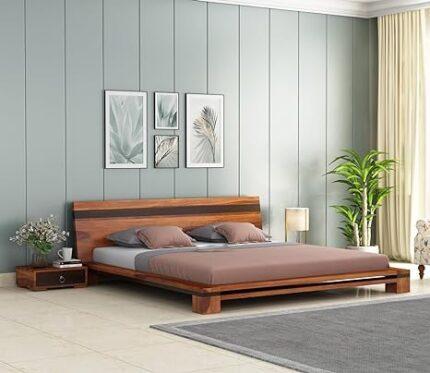 Sheesham Wood Queen Size Bed Honey Finish