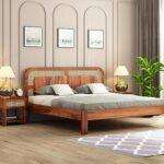 Solid Wood King Size Cot Bed Without Storage Honey Finish