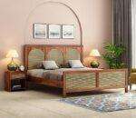 Wooden Queen Size Solid Wood Bed Honey