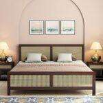 Wooden Queen Size Solid Wood Bed Walnut