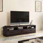 Carmond Solid Wood Free Standing TV Unit In Mahogany Finish