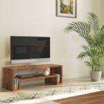 Euler Solid Wood Free Standing TV Unit In Teak Finish