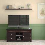 Fidora Solid Wood Free Standing TV Unit In Mahogany Finish