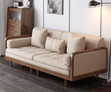 Japanese Sofa Bed with Rattan Wooden Frame (1)