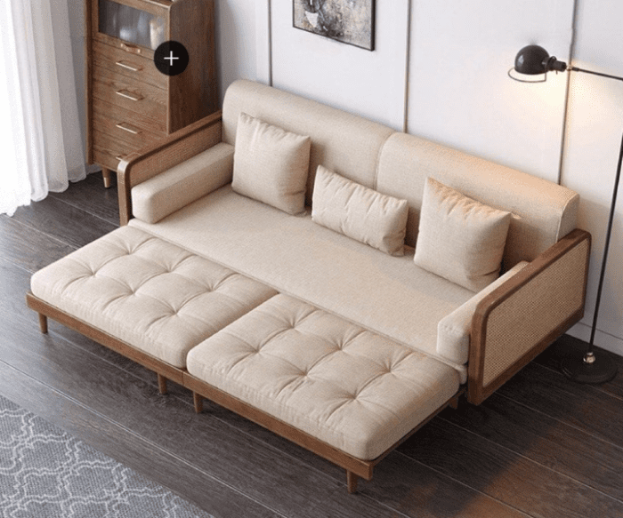 Japanese Sofa Bed with Rattan Wooden Frame (2)