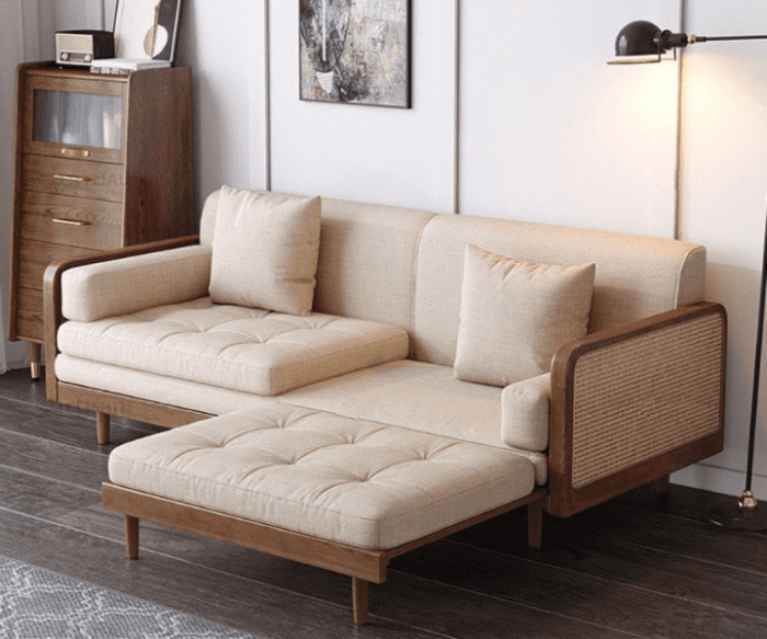Japanese Sofa Bed with Rattan Wooden Frame (3)