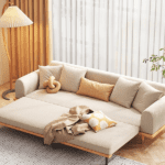 Modern Japandi Solid Wood Sofa Cum Bed