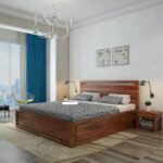 Navya Solid Wood King Bed with Box Storage