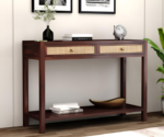Solid Sheesham Wood Console Table Walnut Finish For Living Room (2)
