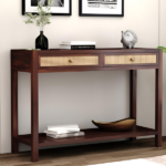 Solid Sheesham Wood Console Table Walnut Finish For Living Room (2)