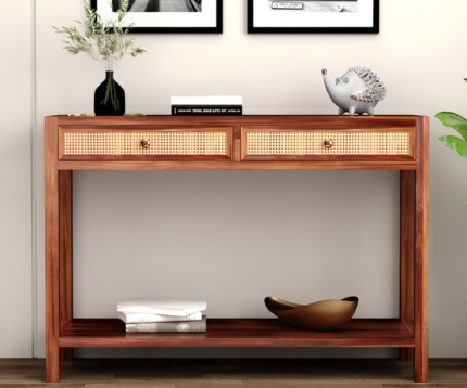Solid Sheesham Wood Console Table for Living Room Honey Finish (1)