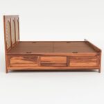 King Size Bed Rattan Cane With Storage Wooden bouble cot for Bedroom,Living Room & Hotel (3)