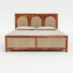 King Size Bed Rattan Cane With Storage Wooden bouble cot for Bedroom,Living Room & Hotel (5)